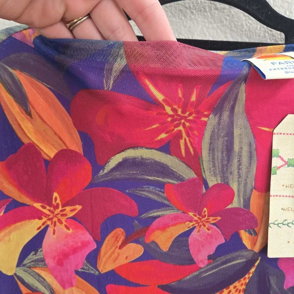 Farm Rio Anthropologie Super Stretchy Lined NWT Bright FloralLong Dress Size XL - Picture 10 of 16